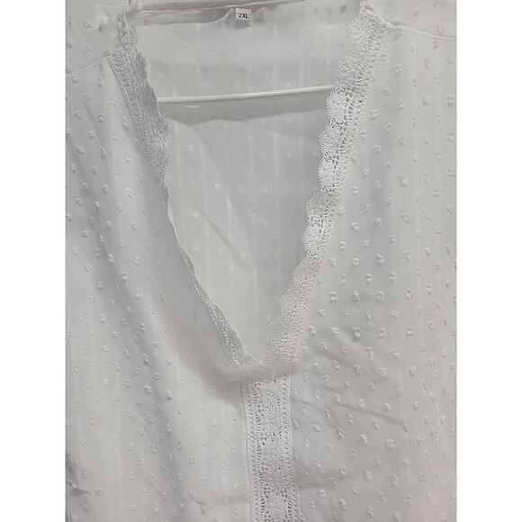 Womens Tank top Lace White 100% Polyester Sleeveless 2XL - Picture 5 of 9